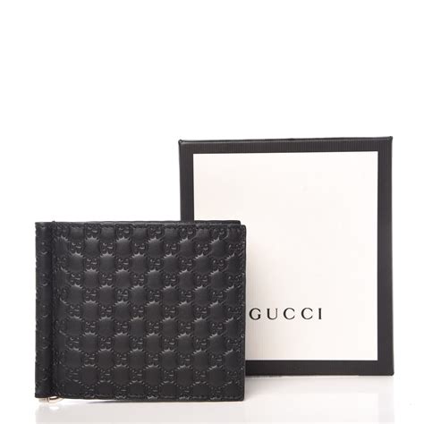 Gucci Cartera unisex Microguccissima GG negra con clip para .